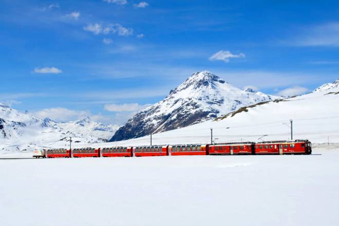 Bernina Express on winter